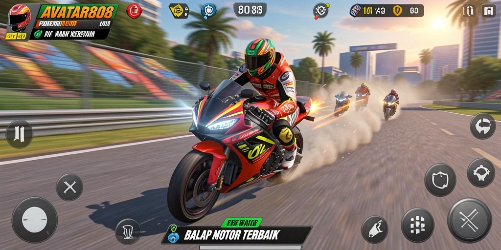 Tampilan seru dari gameplay balap motor di AVATAR808.