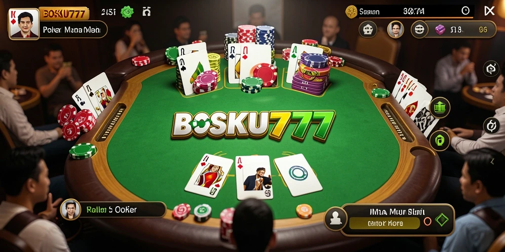 Tampilan permainan Poker yang seru dan menantang dalam BOSKU777.