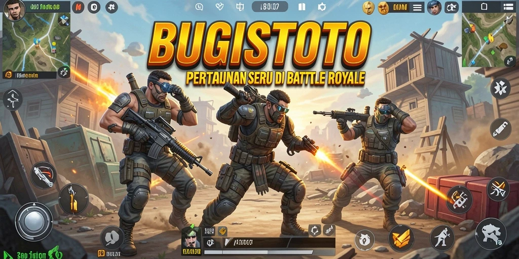 Tampilan gameplay intens dalam pertarungan Battle Royale.