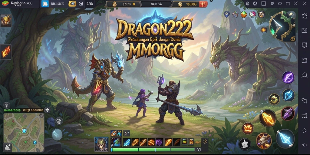 Screenshot gameplay DRAGON222 menampilkan aksi pertempuran epik dalam MMORPG.