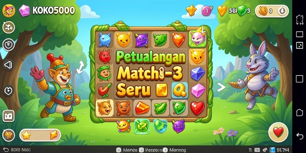 Screenshot KOKO5000 menampilkan gameplay menarik Match-3.