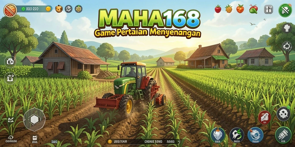 Tangkapan layar MAHA168 menampilkan petualangan bertani yang seru dan interaktif.