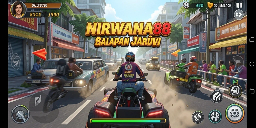 Gameplay balapan mendebarkan dalam NIRWANA88 dengan mobil yang beragam.