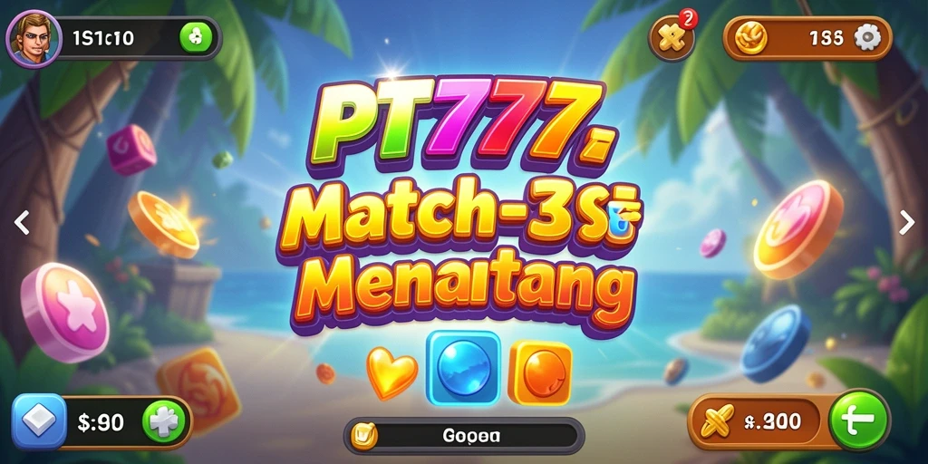 Tampilan seru gameplay PT777 dengan level Match-3 yang menarik.