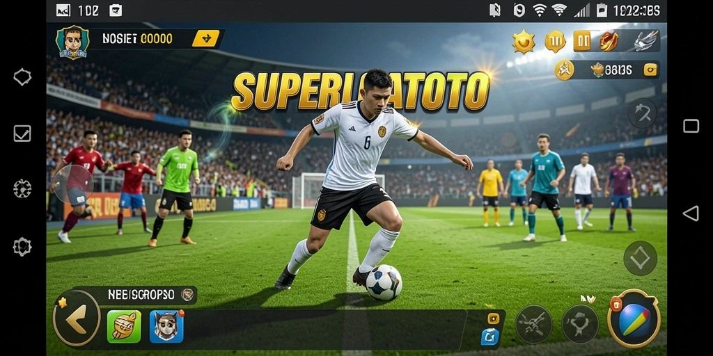 Tampilan gameplay menarik dari SUPERLIGATOTO yang menunjukkan aksi olahraga.
