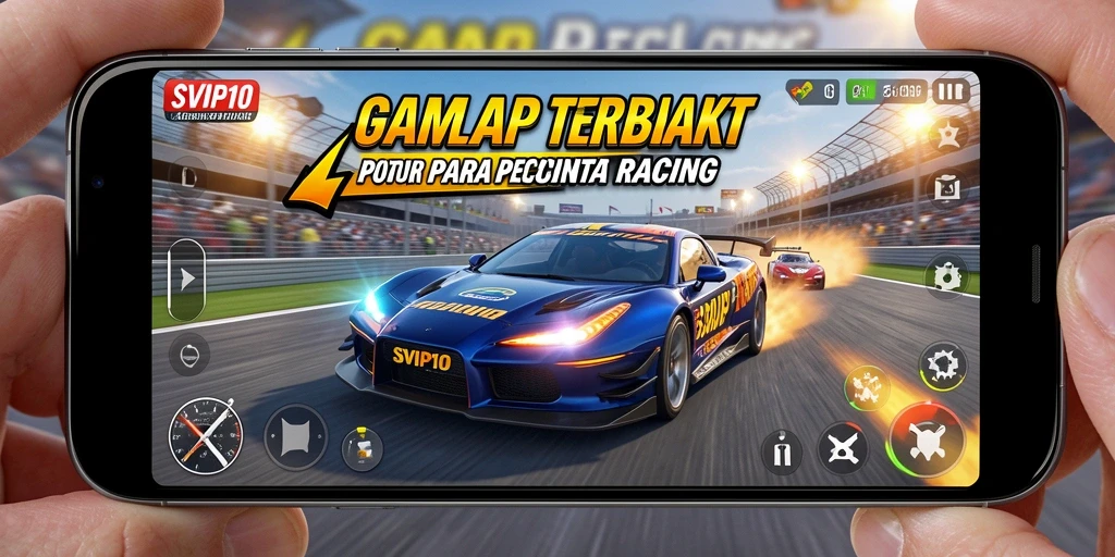 Screenshot gameplay SVIP10 menampilkan balapan mendebarkan di lintasan kota.